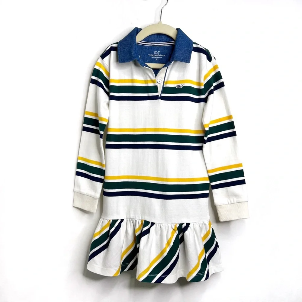 Vineyard Vines Girls Drop Waist Striped Rugby Dress